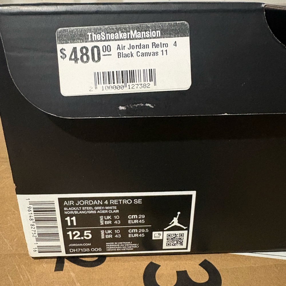 Jordan Retro 4 Black Canvas